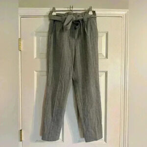 EUC Women’s Express High Waist Tie Pants, Grey Pinstripe, Size 6